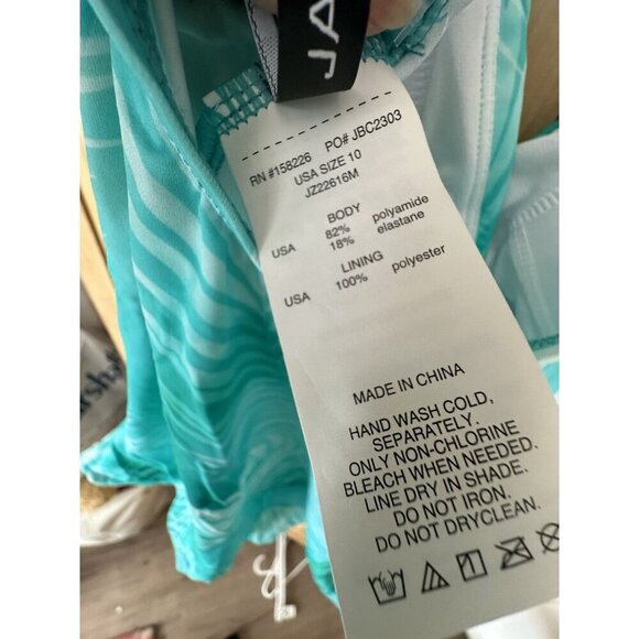 Jantzen Solid Surplice Maillot One- Piece Swimsuit Teal Palm Size 10 - Picture 8 of 9